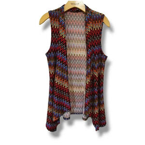 Travel Elements Women's colorful chevron print sleeveless open front cardigan